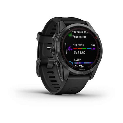 картинка Garmin Fenix 7S Solar, 42 мм, цвет корпуса черный, ремешок черного цвета от маркетплейса TEMA.shop 2