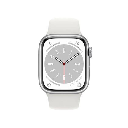 картинка Apple Watch Series 8, 41 мм, корпус серебристого цвета, ремешок белого цвета, размер M/L от маркетплейса TEMA.shop 3